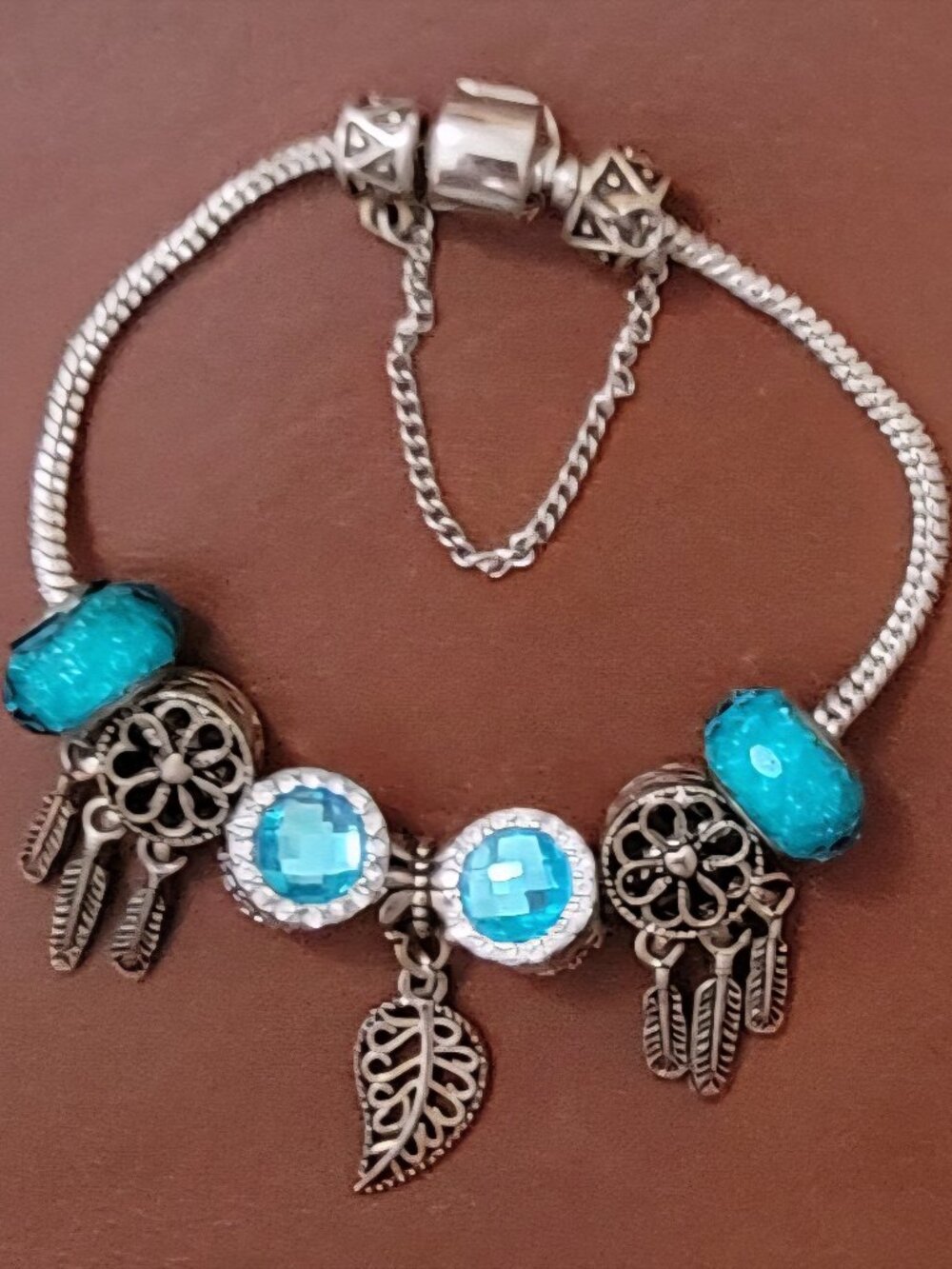 Boho Turquoise and Rhinestone Wrist Wrap with Feather Dangles